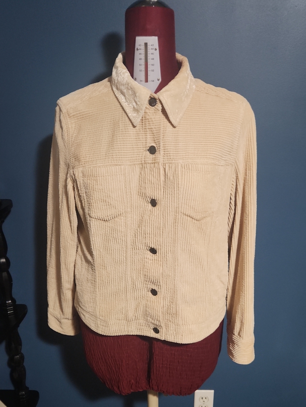 J Jill Classic Corduroy Button-Front Jacket in Cream